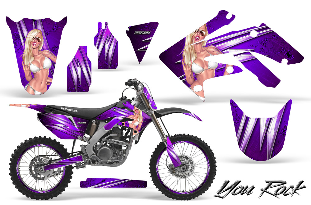 Honda CRF250R 04-09 Graphics Kit You Rock Purple NP Rims